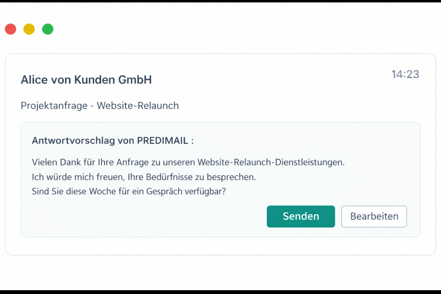 Illustration der E-Mail-Automatisierung durch die KI von Predimail