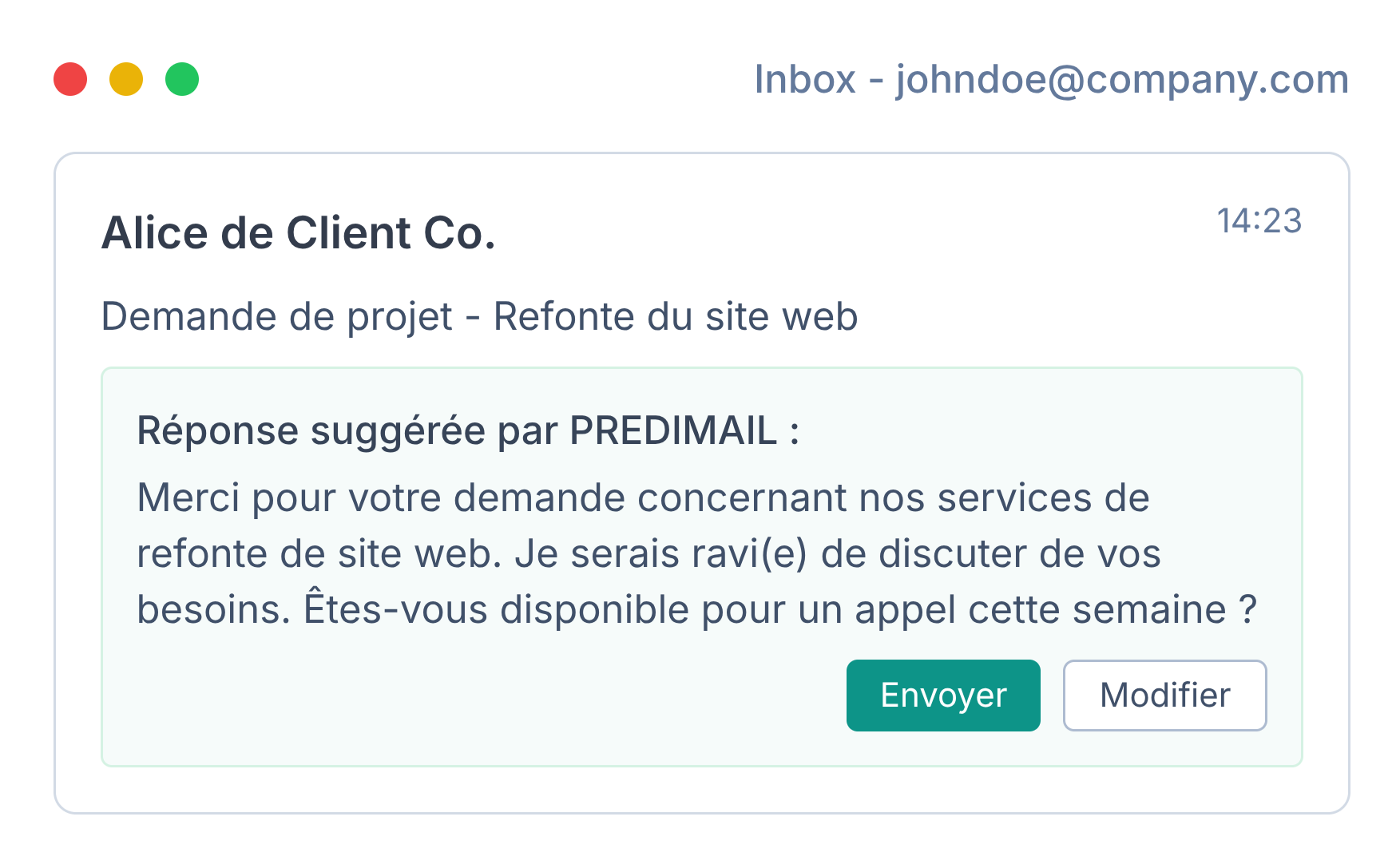 Illustration de l'automatisation des e-mails par l'IA par Predimail